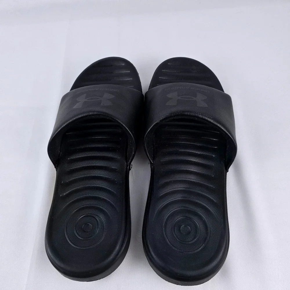 Under Armour Ansa Fixed Slide Sandals Men 9 Black Athletic Sport Shower Shoes